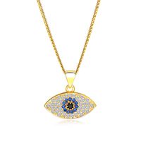 Wholesale Classic Turkey Blue Evil Eye necklace Shiny Cubic zirconia fake diamond Eye Pendant Gold platinum chain For women Luxury Jewelry accessories