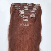 Vmae Brazilian 120g Natural Color Brown 613 Straight Double Drawn Clip In Virgin Remy Human Hair Extensions