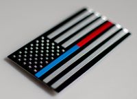 ALUMINUM Blue Lives Matter Thin Blue Line American Flag decal sticker 3.2 x 1.75
