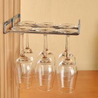 Wholesale Promotion Hanging Metal Wine Cup Rack Silver Gold Bar Single Double Rack Wine Stemware Glass Bottle Goblet Inverted Holder