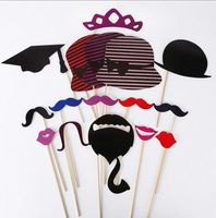Wholesale New Photo Props Set DIY Photo Booth Props Wedding Souvenirs China Cute With A Bamboo Stick Mustache Lips Decor Party Supplies