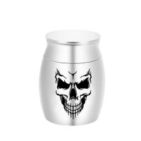 Wholesale Skull Face Shaped Engraving Small Cremation Ashes Urns Aluminum Alloy Urn Funeral Casket Fashion Keepsake x40mm