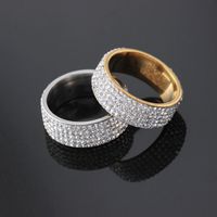 Wholesale Hip Hop Rock Rap Iced Out Bling Gold Rhinestone Crystal Rings Wedding Band party Bride Jewelry Banquet Dress Women Accessory
