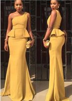 Wholesale African New Design Prom Dresses Pakistan Ruffles One Shoulder Mermaid Long Formal Evening Gowns Floor Length Custom Special Occasion Dress