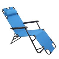 Wholesale WACO Folding Recline Patio Benches Steel Tube Oxford Lounge Garden Balcony Pools Travel Portable Extendable Chair Blue