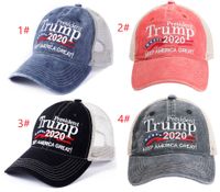 Wholesale 4 types Donald Trump Baseball Cap Patchwork washed outdoor Make America Great Again hat Republican President Wash mesh hat sports cap