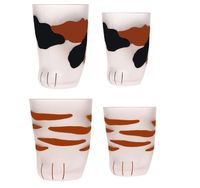 Wholesale 300ml ml Cat Claw Cups Milk Glass Frosted Glass Cup Cute Cat Foot Claw Print Mug Cat Paw Coffee Kids Milk Glass Cups oz Tumbler