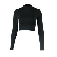 Wholesale New Women Solid Base Shirt T Shirt Sexy Crop Tops Slim Long Sleeve Knitted Crew Neck Bottoming T Shirt Women Autumn Clothes Tees