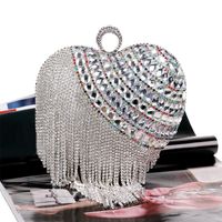 Wholesale Designer Special Heart Shape Evening Bag Luxury Tassel Diamond Day Clutch Gold Women Wedding Bags Chain Handbag Totes bolsos mujer ZD372