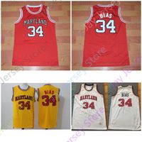 Wholesale NCAA College Maryland Basketball Jersey Len Bias White Red Yellow All Stitched and Embroidery