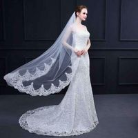 Wholesale Lace Appliqued Bride Wedding Veil T Floor Length Bridal Veils Hair Accessories