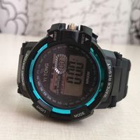 analog watch with digital display on glass
