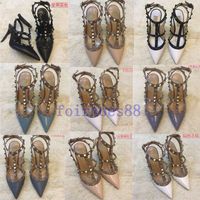 Wholesale new hot Brand Women Pumps Wedding Shoes Woman High Heels sandal Nude Fashion Ankle Straps Rivets Shoes Sexy High Heels Bridal Shoes