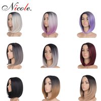 Wholesale Nicole Short BOB Wigs Straight Omber Hair for Black Women Style Full Head g Pack Good Quality Synthetic Fieber Real Thick Natural Color Brown Blonde Wig