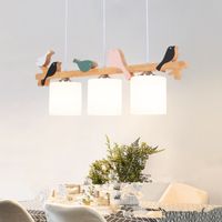 Wholesale Nordic loft three head restaurant chandelier creative solid wood bird dining room table bar study hanging light fixtures