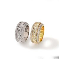 Wholesale Rotating Men Women Ring k Yellow White Gold Plated Micro Praved CZ Ring for Men Women Hot New Gift for Friend