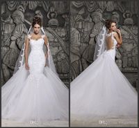 Wholesale 2019 Custom Made Wedding Gowns Beautiful Court Train Illusion Transparent Back Beaded Lace Mermaid Spring Wedding Dresses Bridal Gowns
