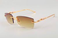 Wholesale New DHL Home Golden Luxury Leopard Diamond Metallic Glasses Legs High Quality Square Sunglasses Size mm