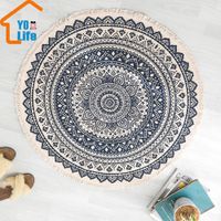 Morocco Round Carpet Bedroom Boho Style Tassel Cotton Rug Hand Woven National Classic Tapestry Sofa Cushion Tatami Floor Mats