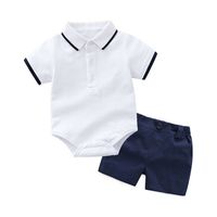 Wholesale Kids Designer Rompers Baby Boy Polo Short sleeved Rompers Shorts two piece Set Infant Boys Summer Romper