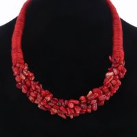 Wholesale minhin brilliant red natural stone pendant choker delicate coral design rope necklace for women