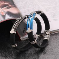 Wholesale New Cross Black Silicone Wrap bracelets For Couple Stainless steel Christian Sign Bangle women Men Fashion Jewelry Gift