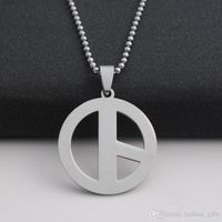 Wholesale 10pcs stainless steel hollow anti war logo necklace geometric round peace logo necklace peace symbol titanium steel chain necklace jewelry