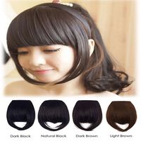 Wholesale Fashion Chip In Hair Extensions Front Neat Bang Fringe Black One Piece Straight Hairpiece