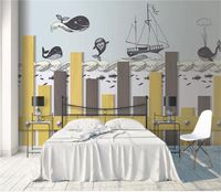 Wholesale custom size d photo wallpaper living room bed room kids room mural whale sea board d picture sofa TV backdrop wallpaper non woven sticker