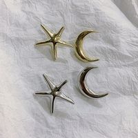 Wholesale Irregular Style Starfish Moon Shape Earring Women Metal Stud Earring Gold Silver Fashion Jewelry Gift Accessories