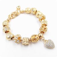 Wholesale 50 Pieces DIY Crystal Beaded Charm Bracelet Gold Snake Chain Hot Sale Custom Charm Bracelet Charm Bracelet for Men s Women s Accessory