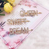 Wholesale Crystal Letter Bobby Pins Word Rhinestones Hair Pins Metal Glitter Hair Barrettes Sparkly Hair Accessories for Girls Ladies