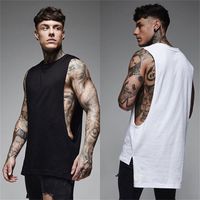 Wholesale New Men s Fitness Sports Running Exercise Casual Personality Cotton Stretch Vest Men Sleeveless Tank Tops T Shirt