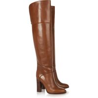 Wholesale Hot Sale Brown High Heels Over the Knee Boots Woman Elegant Block Winter Thick Warm Long Boots Side Zip Runway High