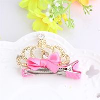 Wholesale New Child Crystal Crown Rhinestone Hairpins Gliter Baby Bow Hair Clip Tiaras Barrettes Lovely Hair Accessories For Girl