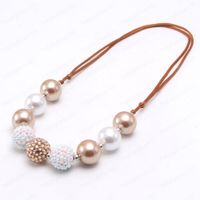 Wholesale Fashion Girls Adjustable Rope Necklace Cute Chunky Bubblegum Beads Necklace For Child Kids Party Jewelry Newest