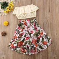 Wholesale cute Kids Baby Girl designer clothes set Ruffled Wrapped Chest Floral Skirt Outfits Summer clothes set