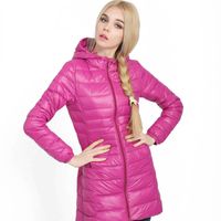 Wholesale Women s Winter Warm Ultra Light Weight Slim Outdoor Packable Coat Outwear Hip Length Long Duck Puffer Down Casual Sports Hooded Jacket