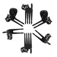 Wholesale 6pcs pack Black Fruit Fork Mini Cartoon Snack Cake Dessert Food Fork Bento Lunches Toothpick Party Decor for Children Eco Friendly