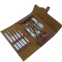 Wholesale 11 in1 Luxury manicure set nail kit stainless steel nail tools with Nail Clipper PU Leather Case for Men Lady Girl as gift