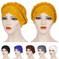 Wholesale Women Muslim Indian Hat Turban Cap Hat Braid Cap Bonnet Head Wrap Scarf Bandana Arab Beading Chemo Cap Beanies Skullies Fashion
