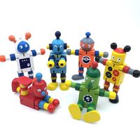 Wholesale Solid Wood Toy Robot Buddies Kids Role Playing Robots Space Theme Party Activity Birthday Reward Present for Boys and Girl