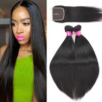 Wholesale 9A Brazilian Virgin Hair Bundles With Lace Closure Unprocessed Straight Body Wave Loose Wave Deep Curly Water Wave Human Hair Weaves