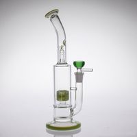 Wholesale 28cm Bowl Joint Size mm Hookahs Fluorescent Green Glass Bongs two fuction Dab Rigs Tire Perc Arm Tree Dab Rigs Smoking bong