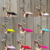 Wholesale designer Slingback Pumps sandals Rivet pattern leather High heeled shoes banquet Sexy party beach Wedding Pointed Stiletto heels Large size us4 us11
