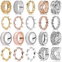 Wholesale 2019 NEW Hot Sale Sterling Silver pandora Rings Rose Gold For Women European Original Wedding Fashion Brand Ring Jewelry Gift