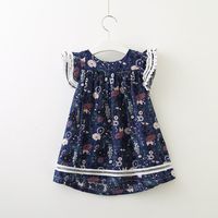 Wholesale New Easter Dress For Girls Lace Flare Sleeve Cotton Floral Sundress Children Clothing T LT005