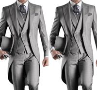 Wholesale New Slim Fit Morning Style Groom Tuxedos Lapel Men s Suit Navy Blue Groomsman Best Man Wedding Prom Suits Jacket Pants Vest HY6019