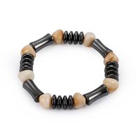 Wholesale Simple Vintage Resin Bead Women Bracelet Bamboo Shape Black Gallstone Beaded Bracelets Chinese Style Meditation Wristband Men Yoga