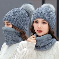 Wholesale Woman Knit Hat Scarf Sets Winter Pom Pom Knitted Beanie Hats Woman Crochet Scarves Outdoor Warm Party Caps TTA1832